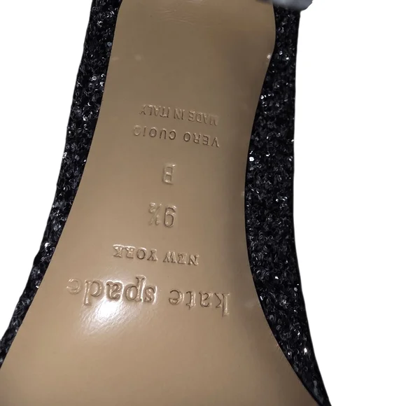 NIB Kate Spade Licorice Black/Silver Glitter Heels - Size 9.5 - Made in Italy - Picture 7 of 10